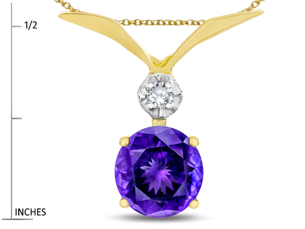 Star K Round 7mm Genuine Amethyst Pendant Necklace