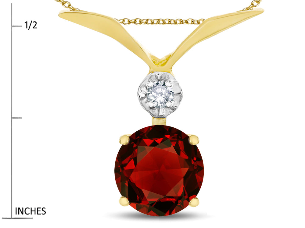Star K Round 7mm Genuine Garnet Pendant Necklace