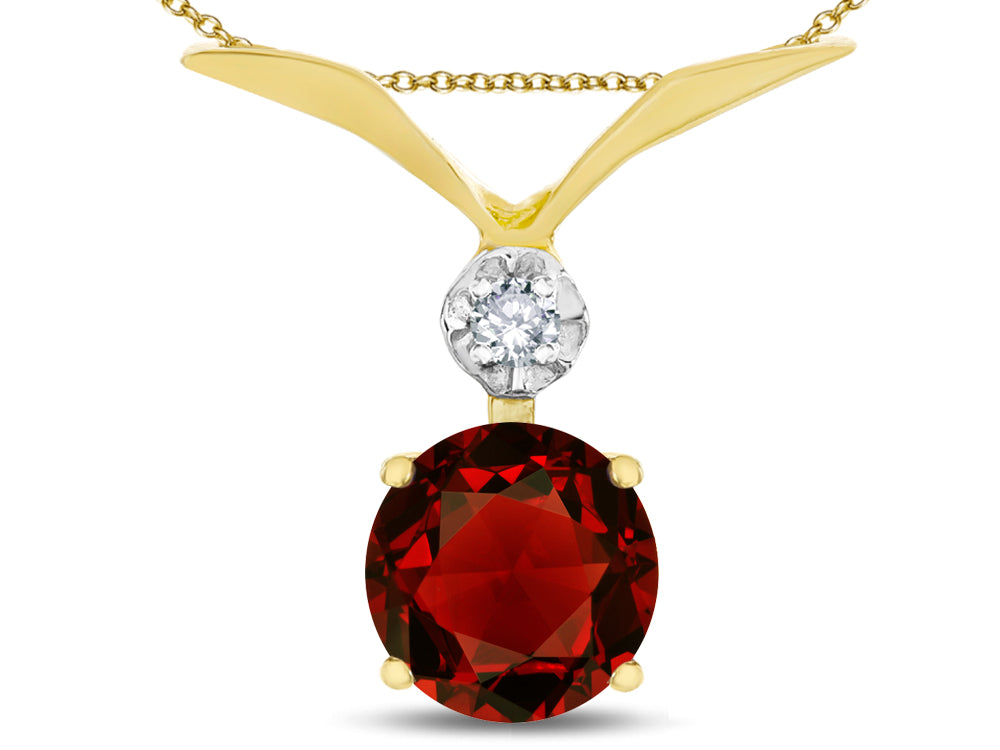 Star K Round 7mm Genuine Garnet Pendant Necklace