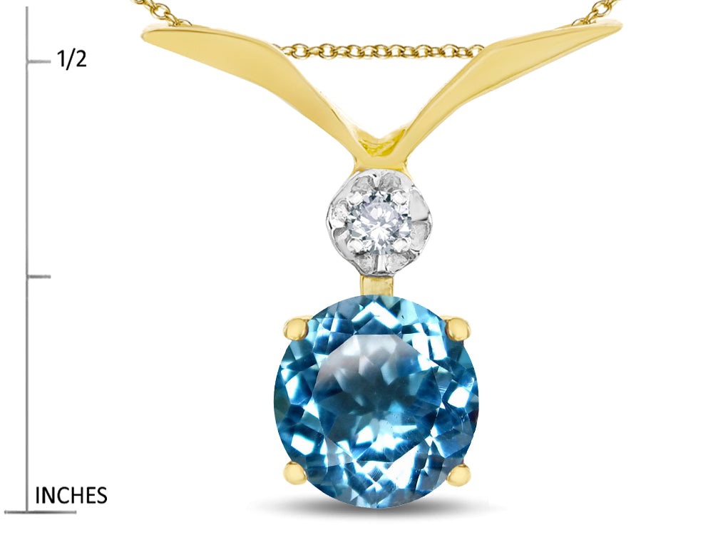 Star K Round 7mm Genuine Blue Topaz Pendant Necklace