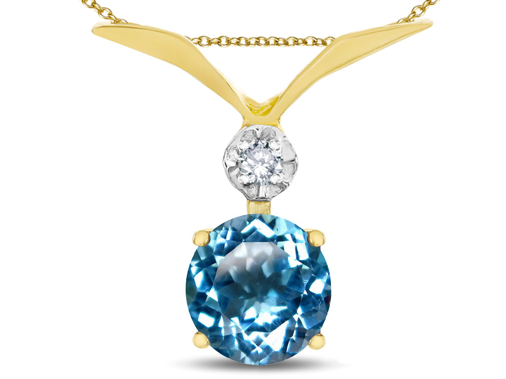 Star K Round 7mm Genuine Blue Topaz Pendant Necklace
