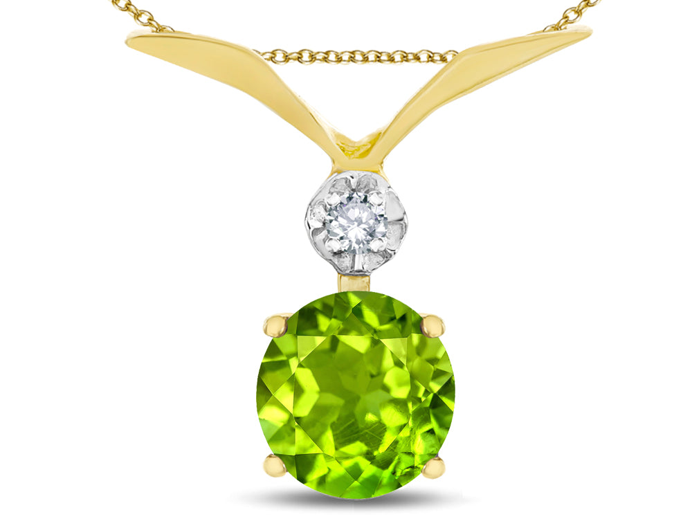 Star K Round 7mm Genuine Peridot Pendant Necklace