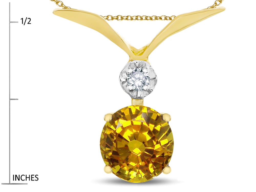 Star K Round 7mm Genuine Citrine Pendant Necklace