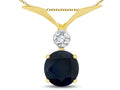 Star K Round 7mm Genuine Black Sapphire Pendant Necklace