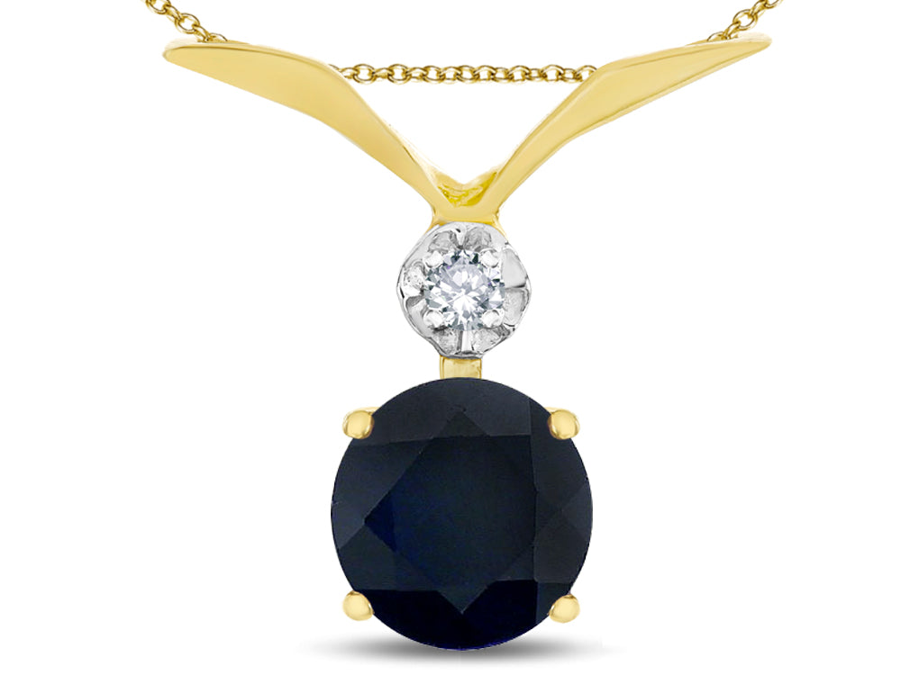 Star K Round 7mm Genuine Black Sapphire Pendant Necklace