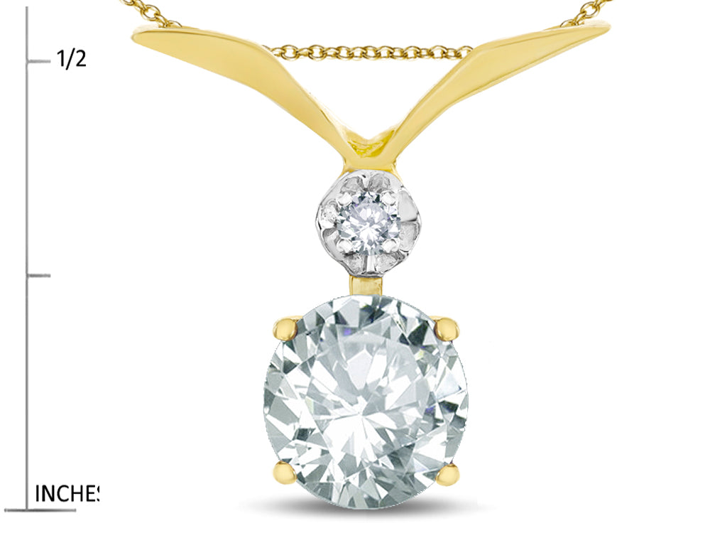 Star K Round 7mm Genuine White Topaz Pendant Necklace