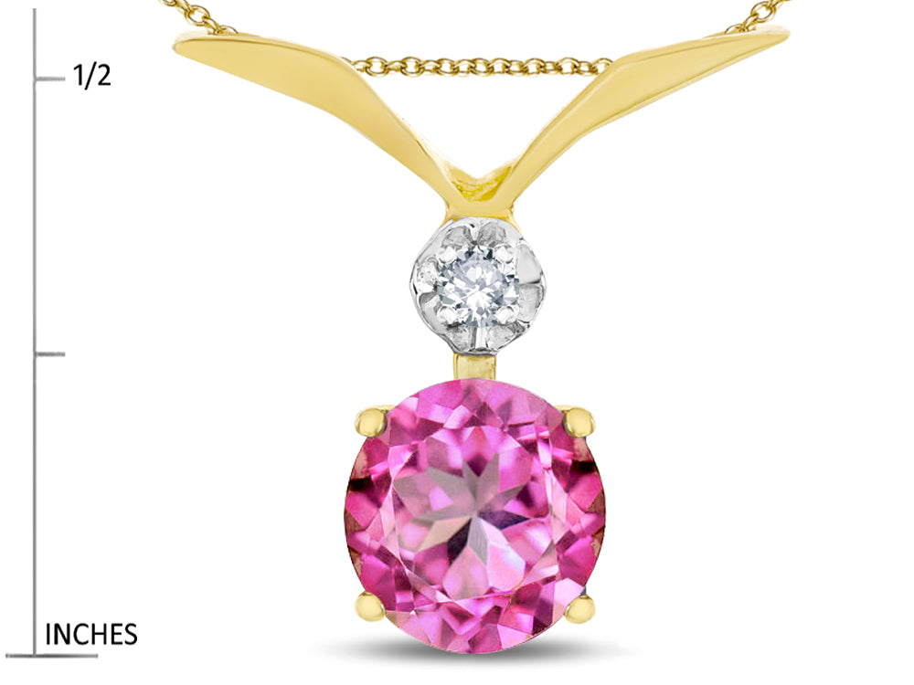 Star K Round 7mm Created Pink Sapphire Pendant Necklace