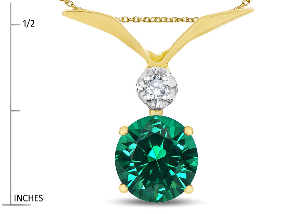 Star K Round 7mm Simulated Emerald Pendant Necklace