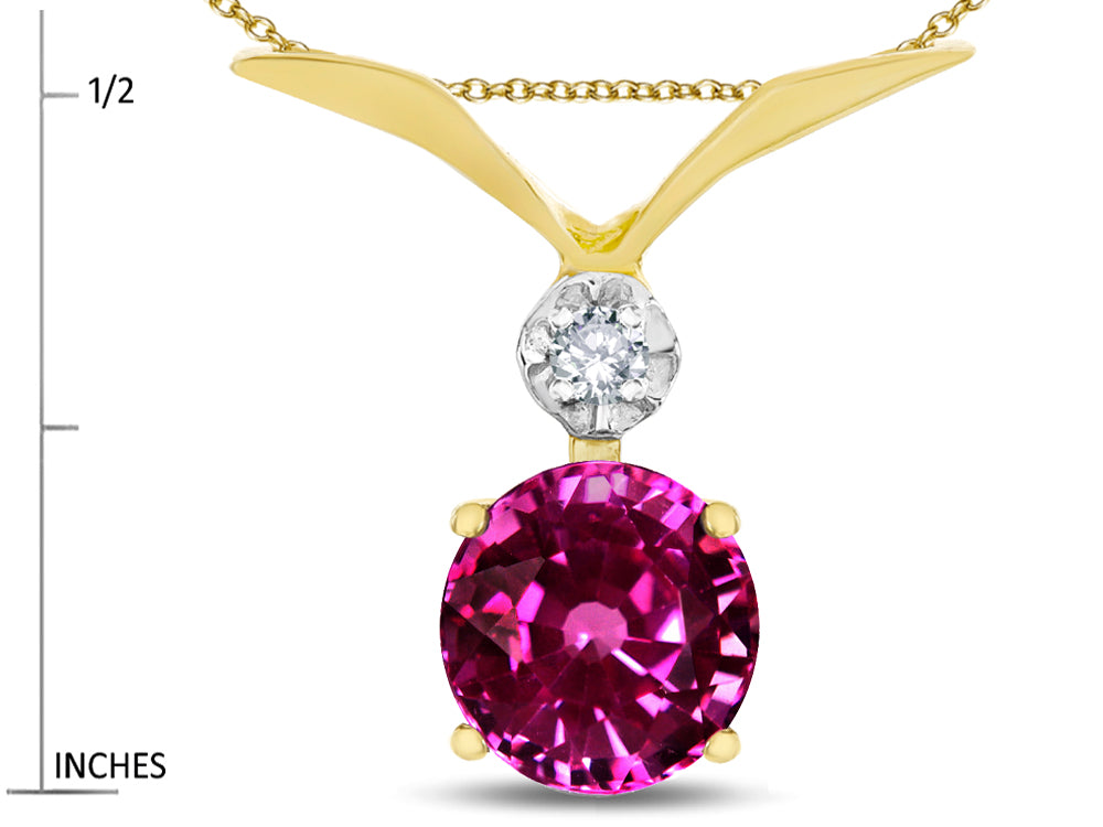 Star K Round 7mm Simulated Pink Tourmaline Pendant Necklace