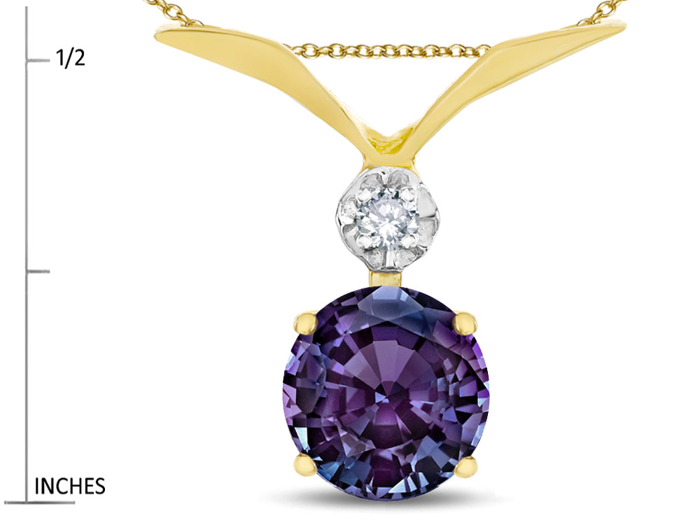 Star K Round 7mm Simulated Alexandrite Pendant Necklace