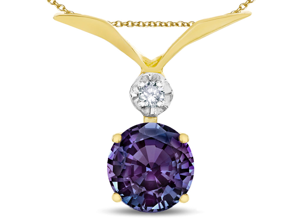 Star K Round 7mm Simulated Alexandrite Pendant Necklace