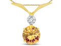 Star K Round 7mm Simulated Imperial Yellow Topaz Pendant Necklace