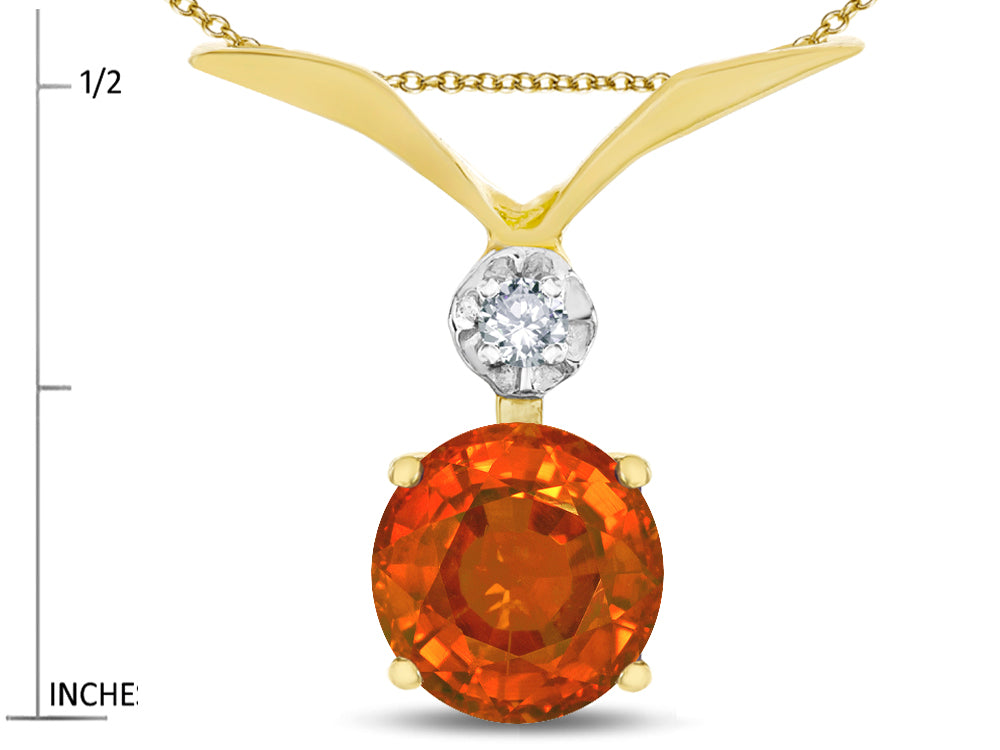 Star K Round 7mm Simulated Orange Mexican Fire Opal Pendant Necklace