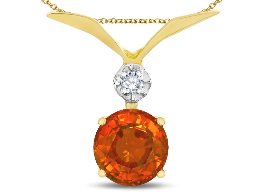 Star K Round 7mm Simulated Orange Mexican Fire Opal Pendant Necklace