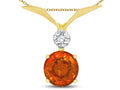 Star K Round 7mm Simulated Orange Mexican Fire Opal Pendant Necklace