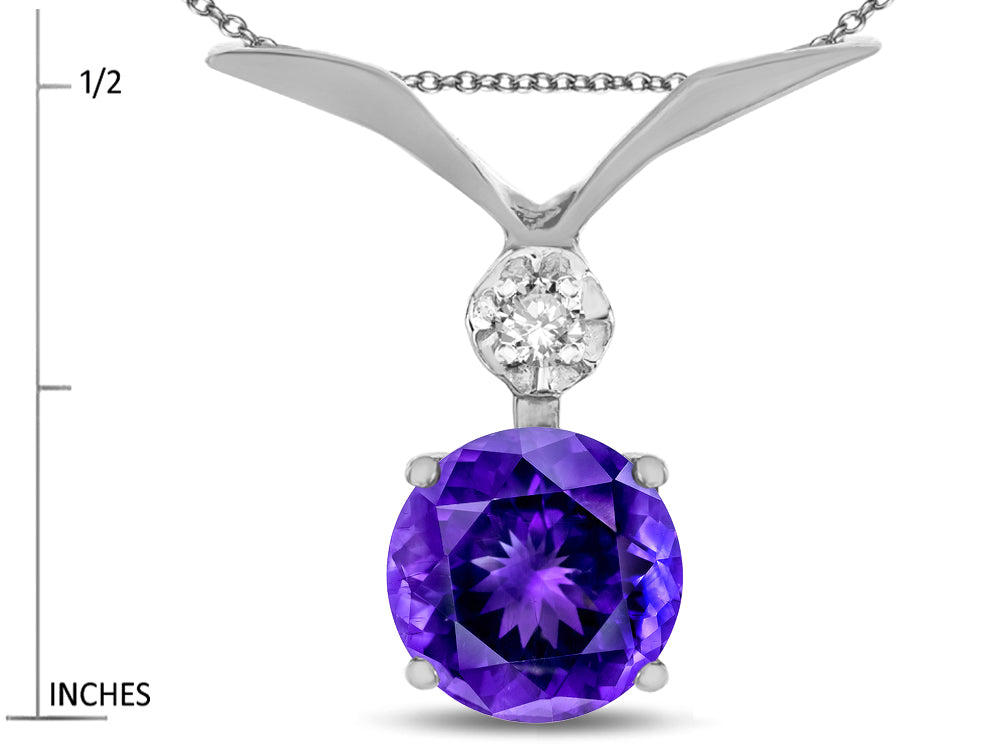 Star K Round 7mm Genuine Amethyst Pendant Necklace