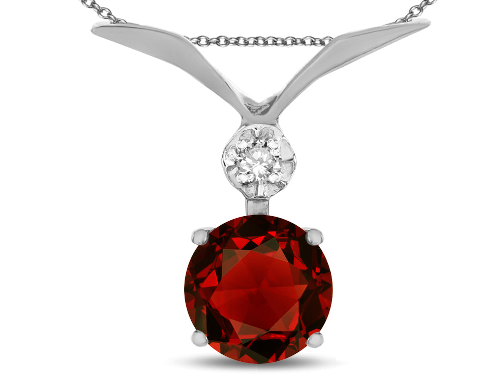Star K Round 7mm Genuine Garnet Pendant Necklace