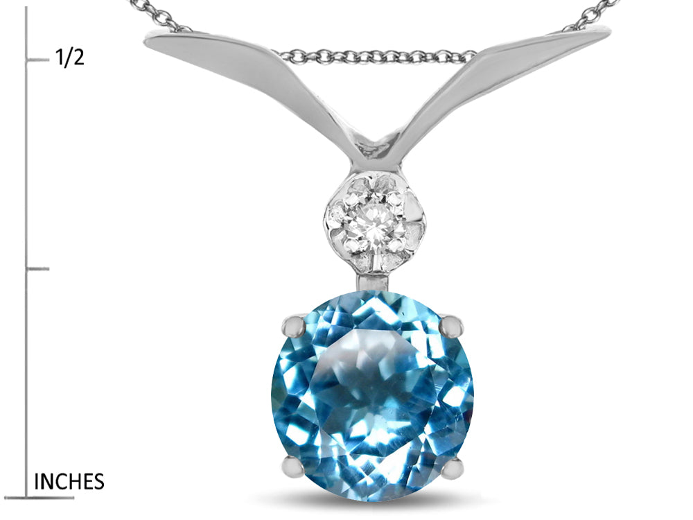 Star K Round 7mm Genuine Blue Topaz Pendant Necklace
