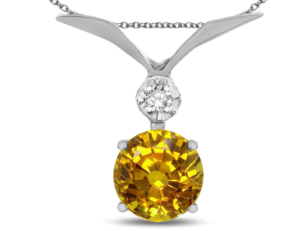 Star K Round 7mm Genuine Citrine Pendant Necklace