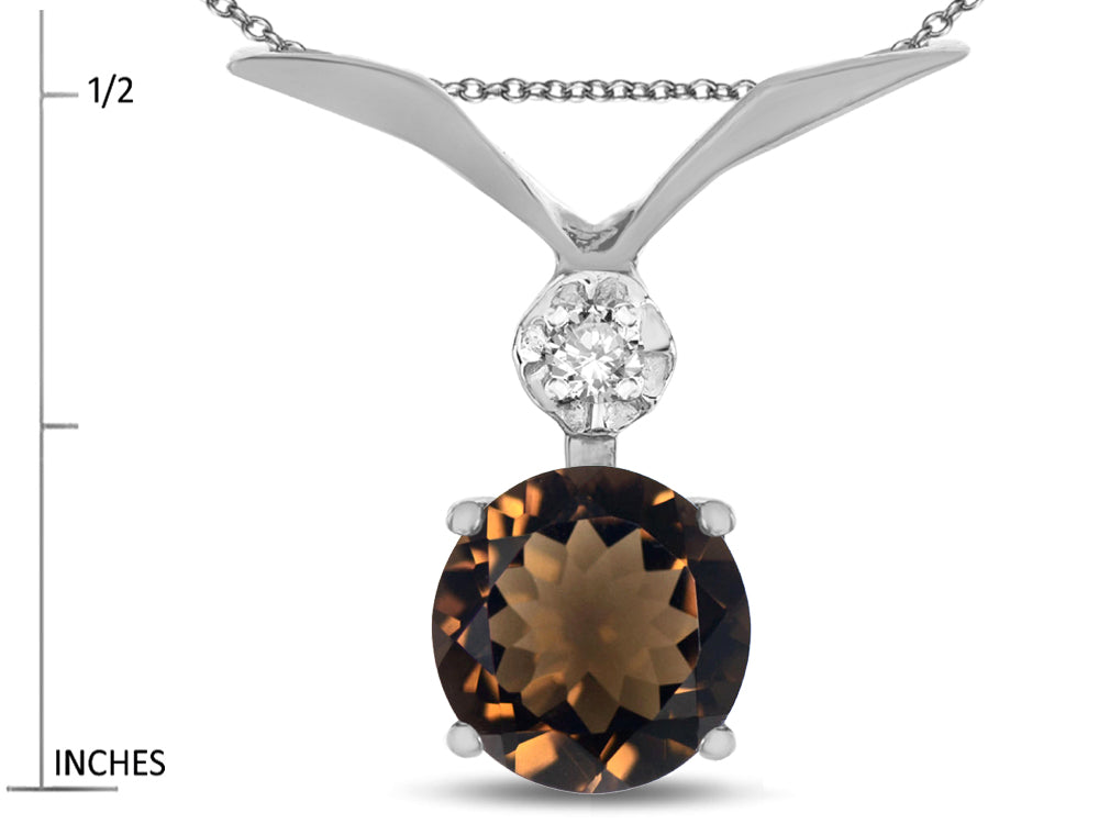 Star K Round 7mm Genuine Smoky Quartz Pendant Necklace