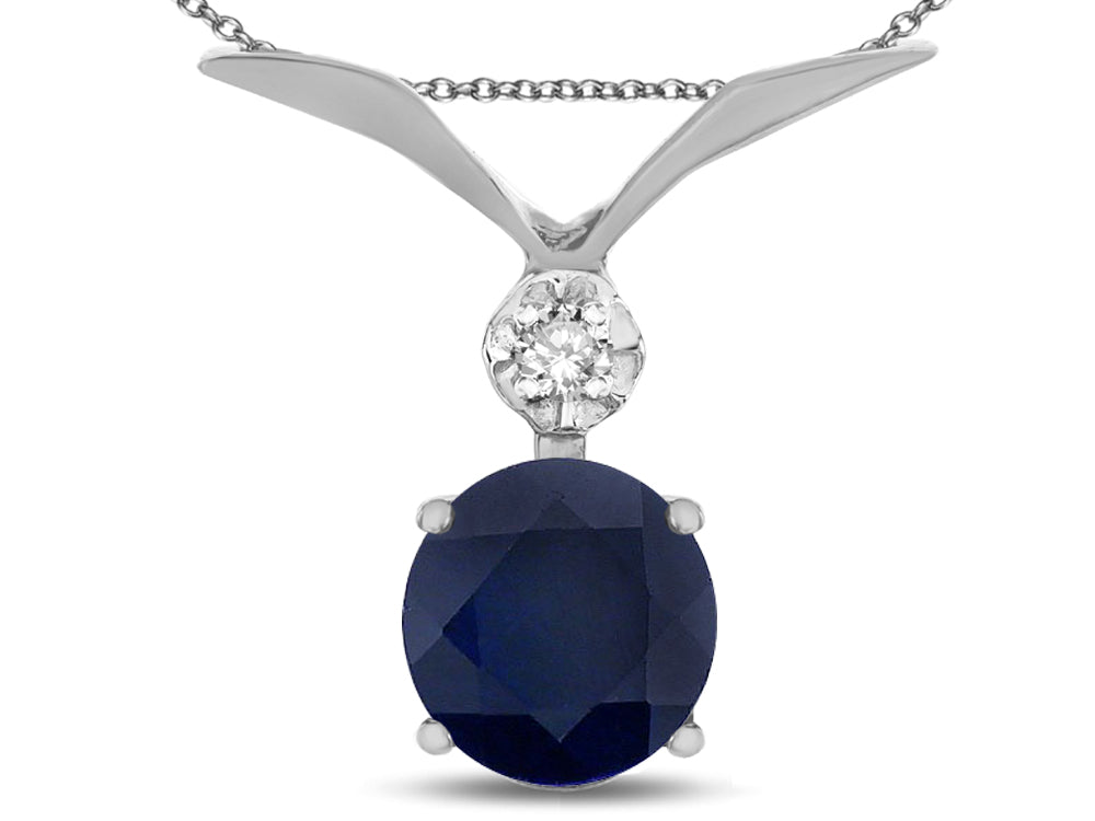Star K Round 7mm Genuine Black Sapphire Pendant Necklace