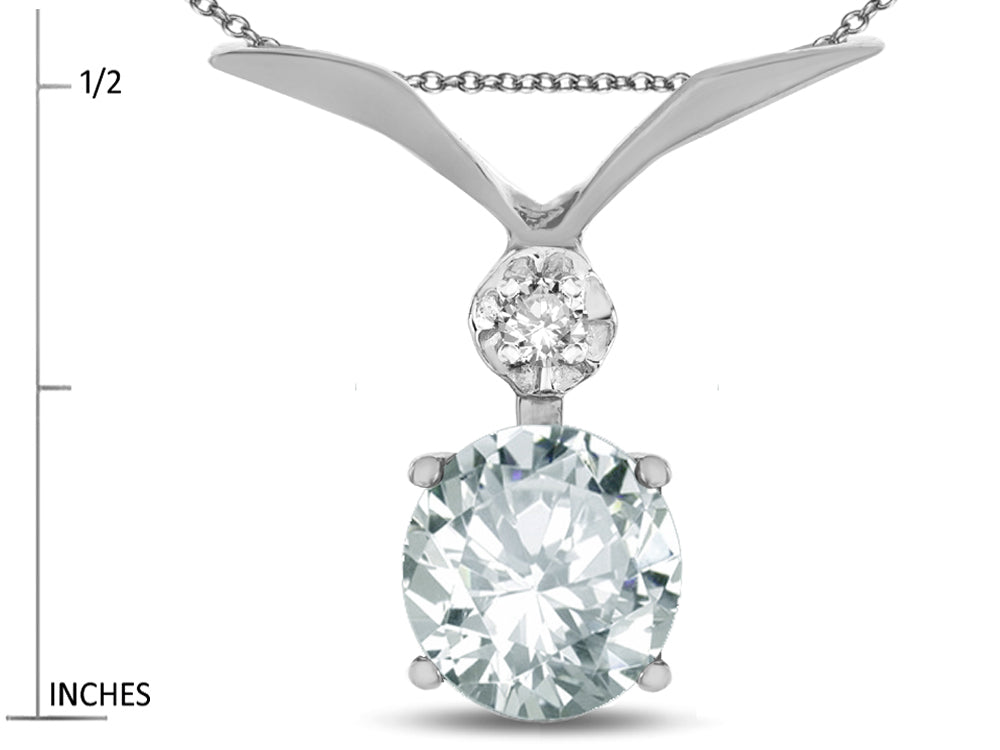 Star K Round 7mm Genuine White Topaz Pendant Necklace