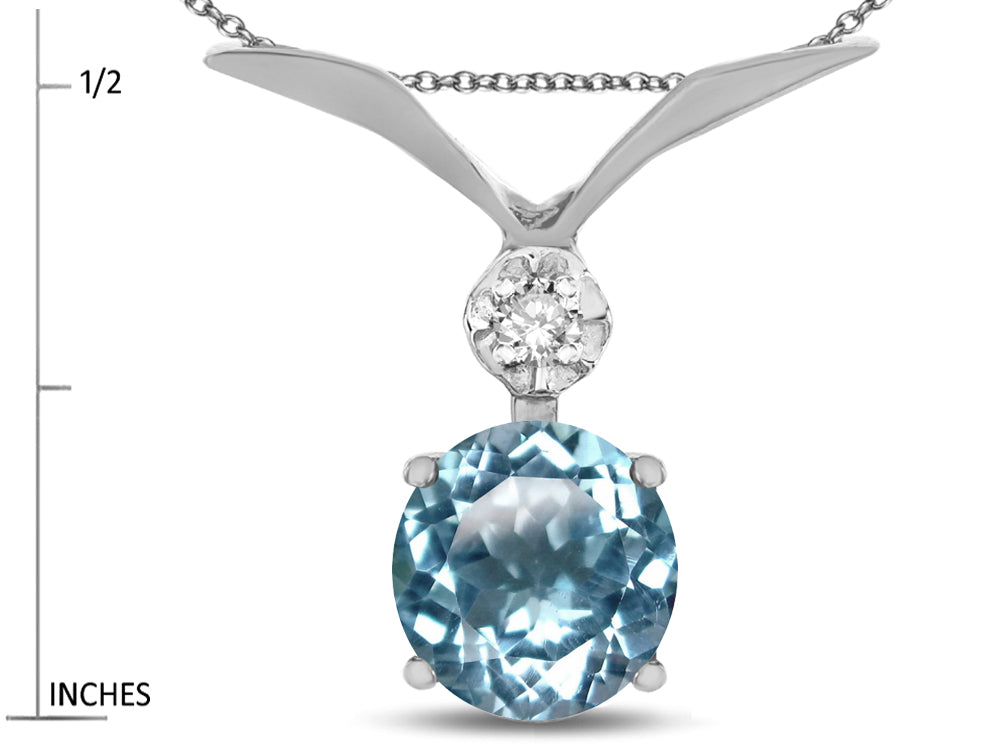 Star K Round 7mm Simulated Aquamarine Pendant Necklace