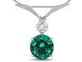 Star K Round 7mm Simulated Emerald Pendant Necklace