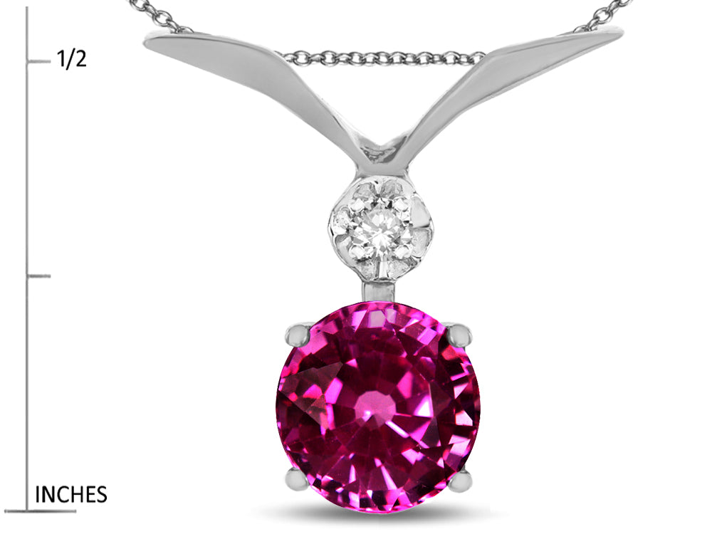 Star K Round 7mm Simulated Pink Tourmaline Pendant Necklace