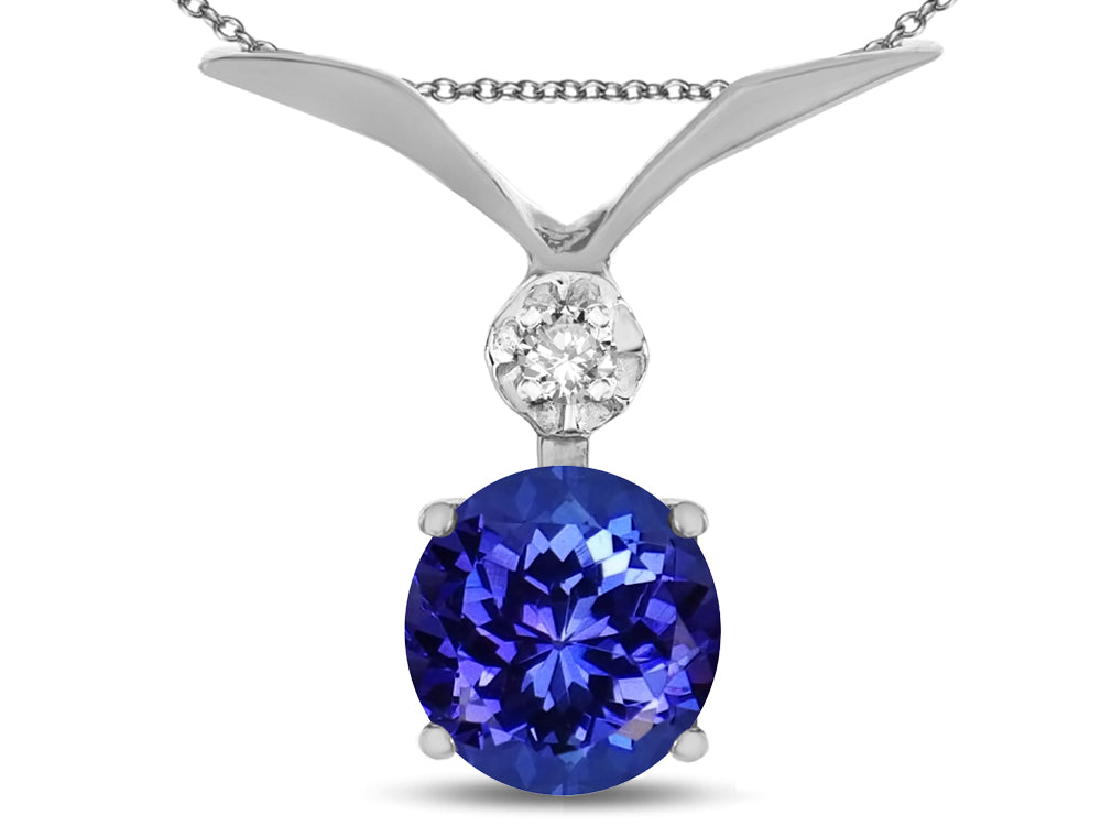 Star K Round 7mm Simulated Tanzanite Pendant Necklace