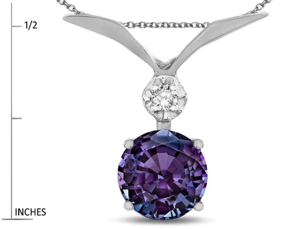 Star K Round 7mm Simulated Alexandrite Pendant Necklace