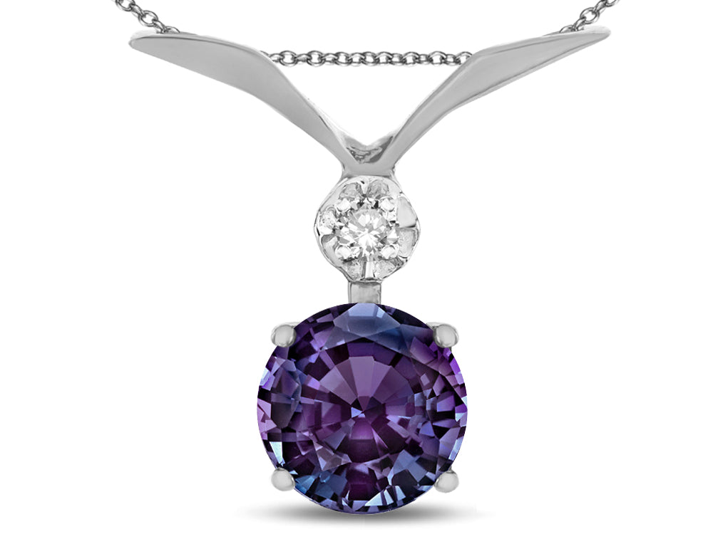 Star K Round 7mm Simulated Alexandrite Pendant Necklace