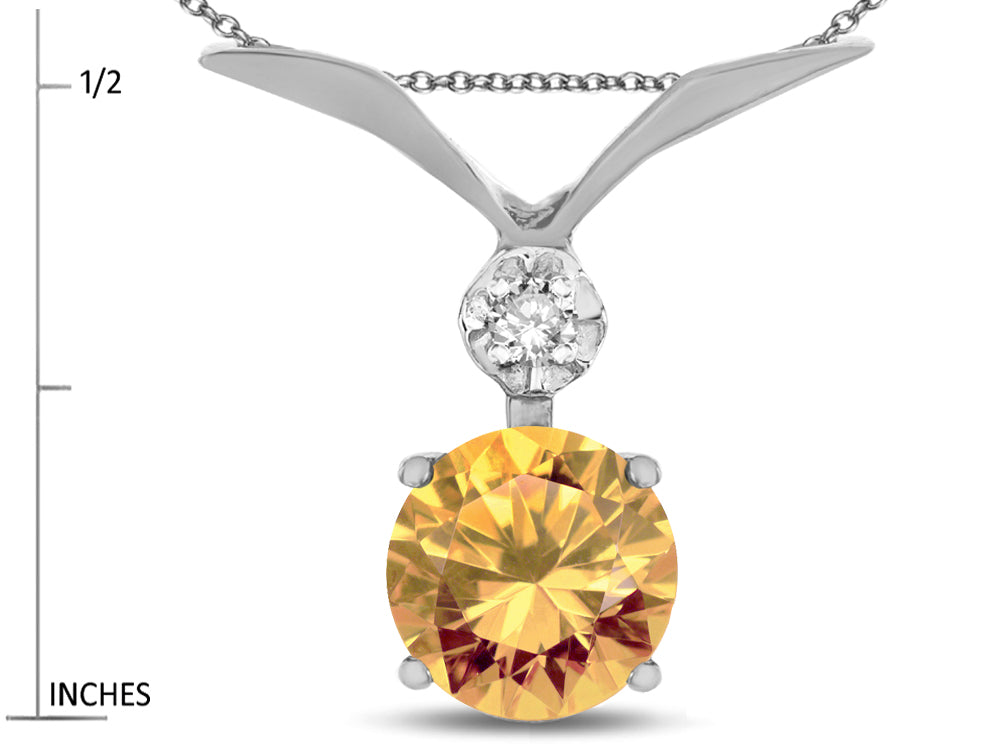 Star K Round 7mm Simulated Imperial Yellow Topaz Pendant Necklace