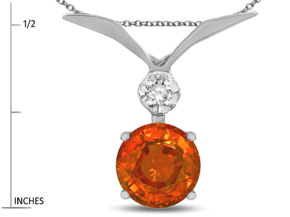 Star K Round 7mm Simulated Orange Mexican Fire Opal Pendant Necklace
