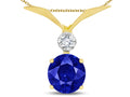 Star K Round 7mm Created Sapphire Pendant Necklace