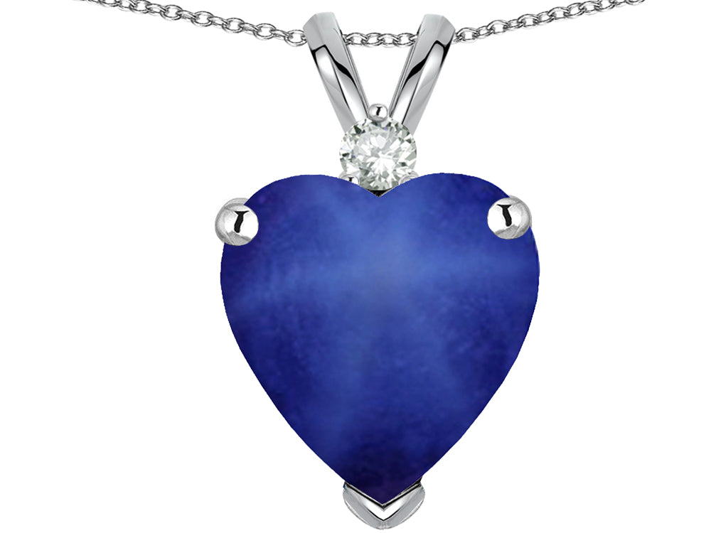 Star K 8mm Heart Shape Created Star Sapphire Pendant Necklace