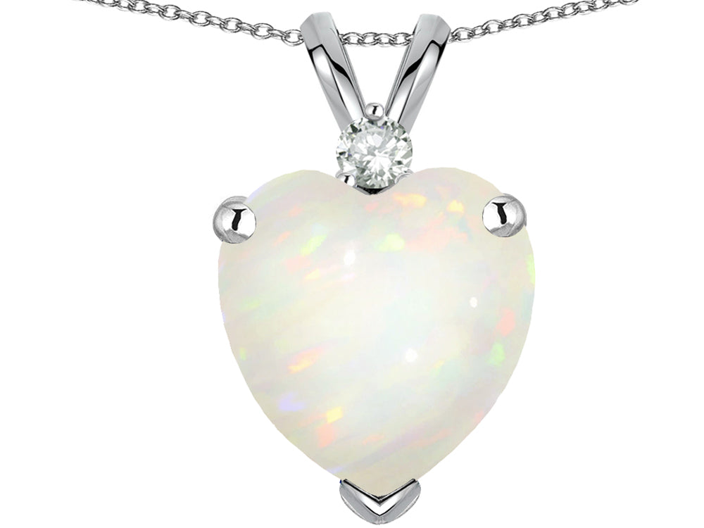 Star K 8mm Heart Shape Opal Pendant Necklace