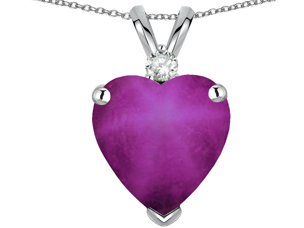 Star K 8mm Heart Shape Created Star Ruby Pendant Necklace