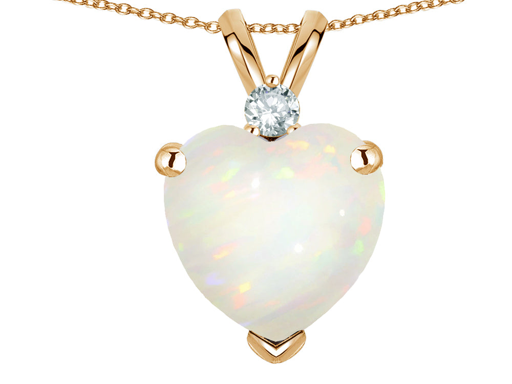 Star K 8mm Heart Shape Genuine Opal Pendant Necklace