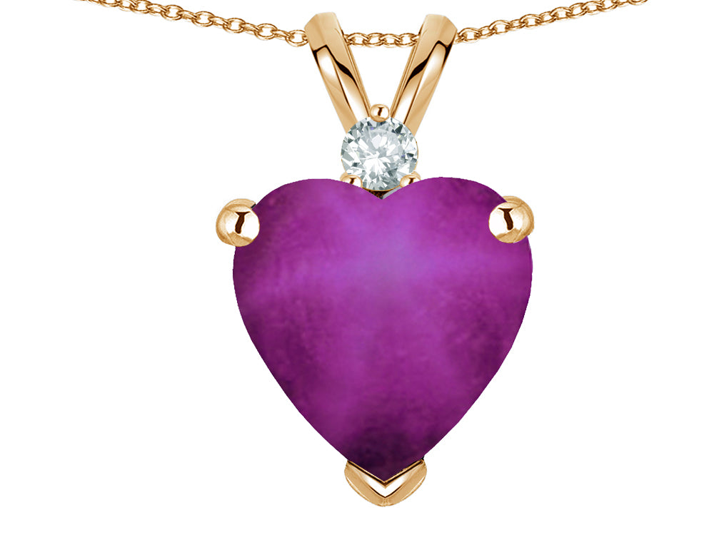 Star K 8mm Heart Shape Created Star Ruby Pendant Necklace