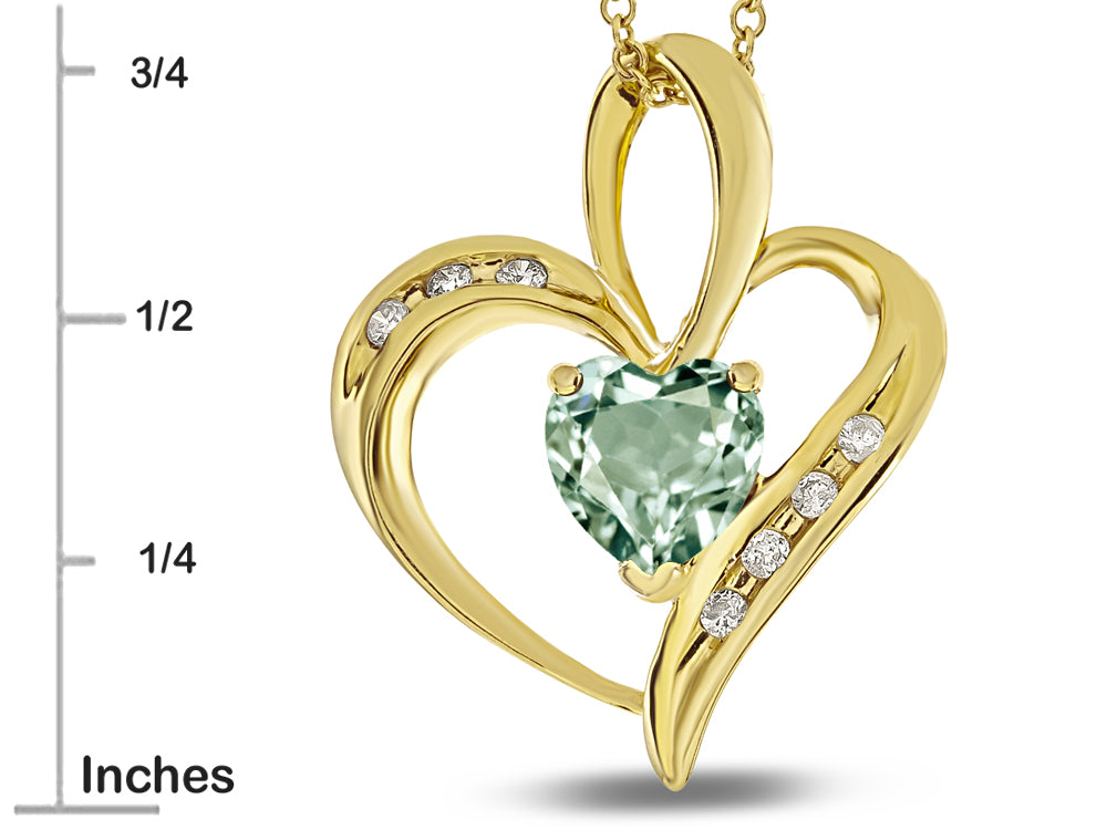 Star K Heart Shape 6mm Genuine Green Amethyst Pendant Necklace