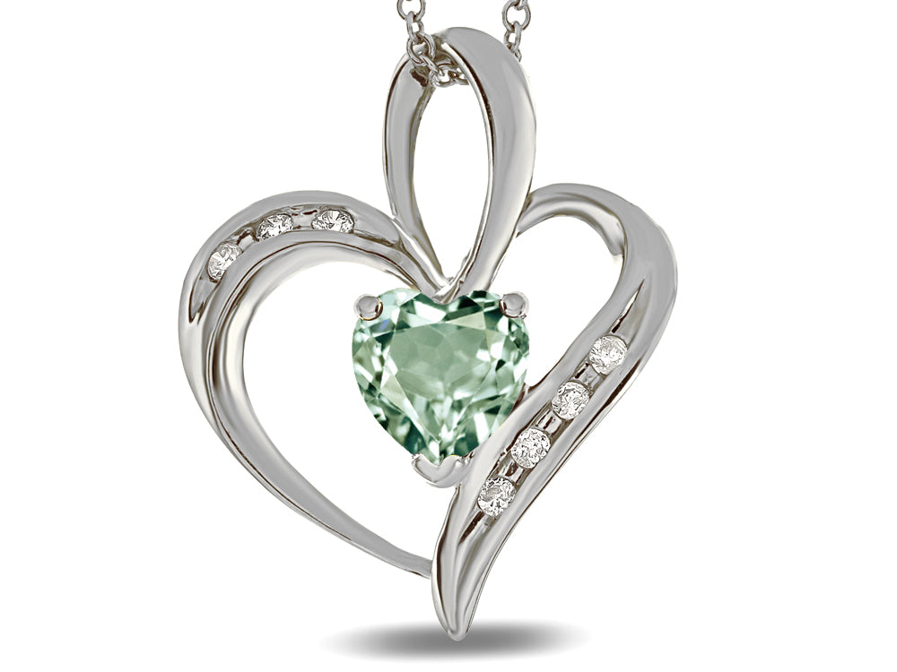 Star K Heart Shape 6mm Genuine Green Amethyst Pendant Necklace