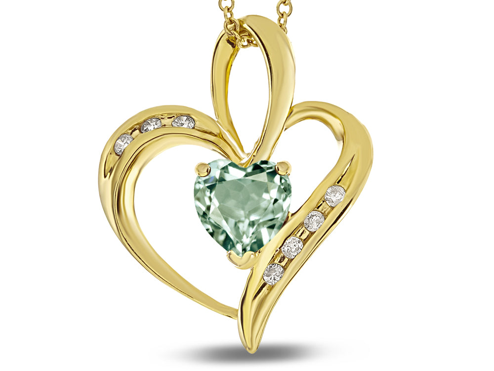 Star K Heart Shape 6mm Genuine Green Amethyst Pendant Necklace