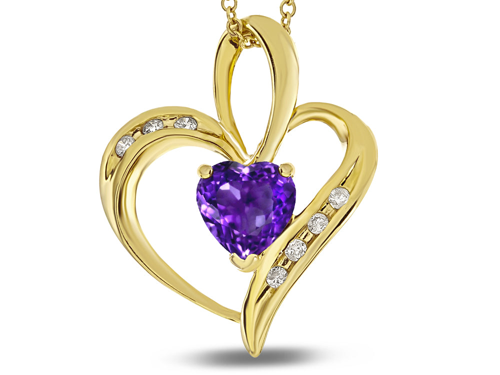 Star K Heart Shape 6mm Genuine Amethyst Pendant Necklace