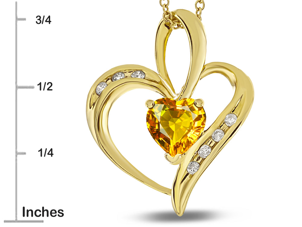 Star K Heart Shape 6mm Genuine Citrine Pendant Necklace