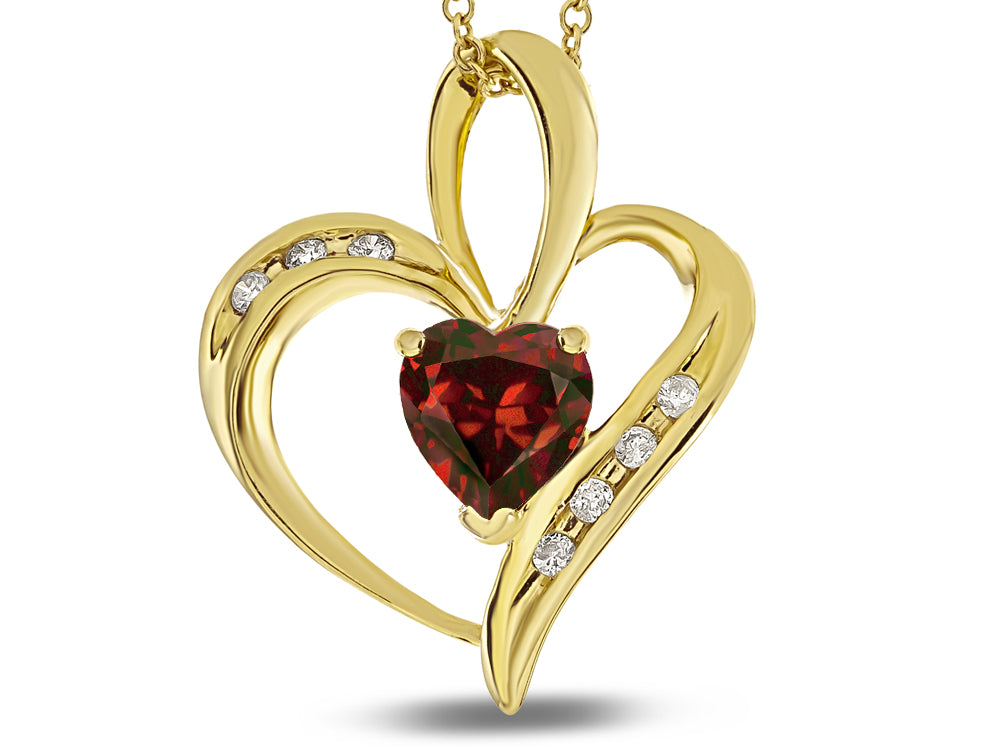 Star K Heart Shape 6mm Genuine Garnet Pendant Necklace