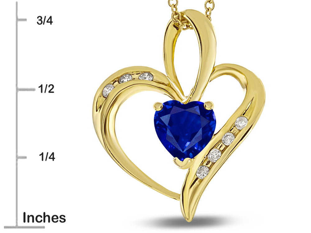 Star K Heart Shape 6mm Created Sapphire Pendant Necklace