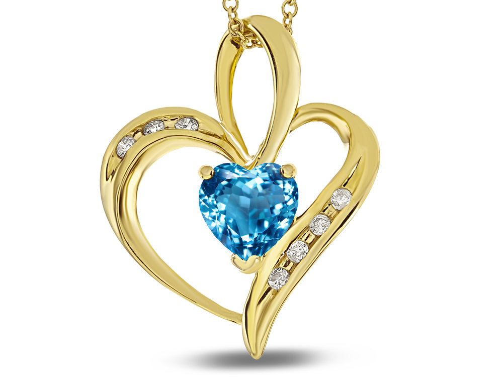 Star K Heart Shape 6mm Genuine Blue Topaz Pendant Necklace