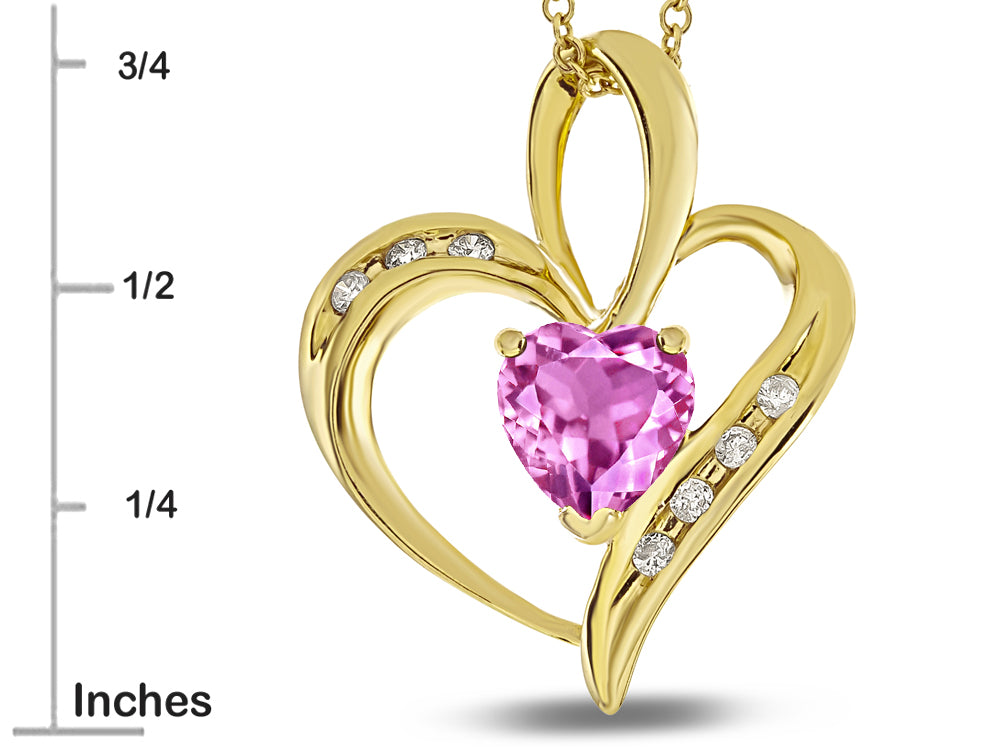 Star K Heart Shape 6mm Created Pink Sapphire Pendant Necklace