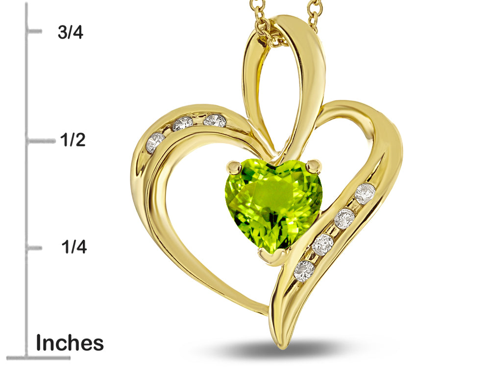 Star K Heart Shape 6mm Genuine Peridot Pendant Necklace